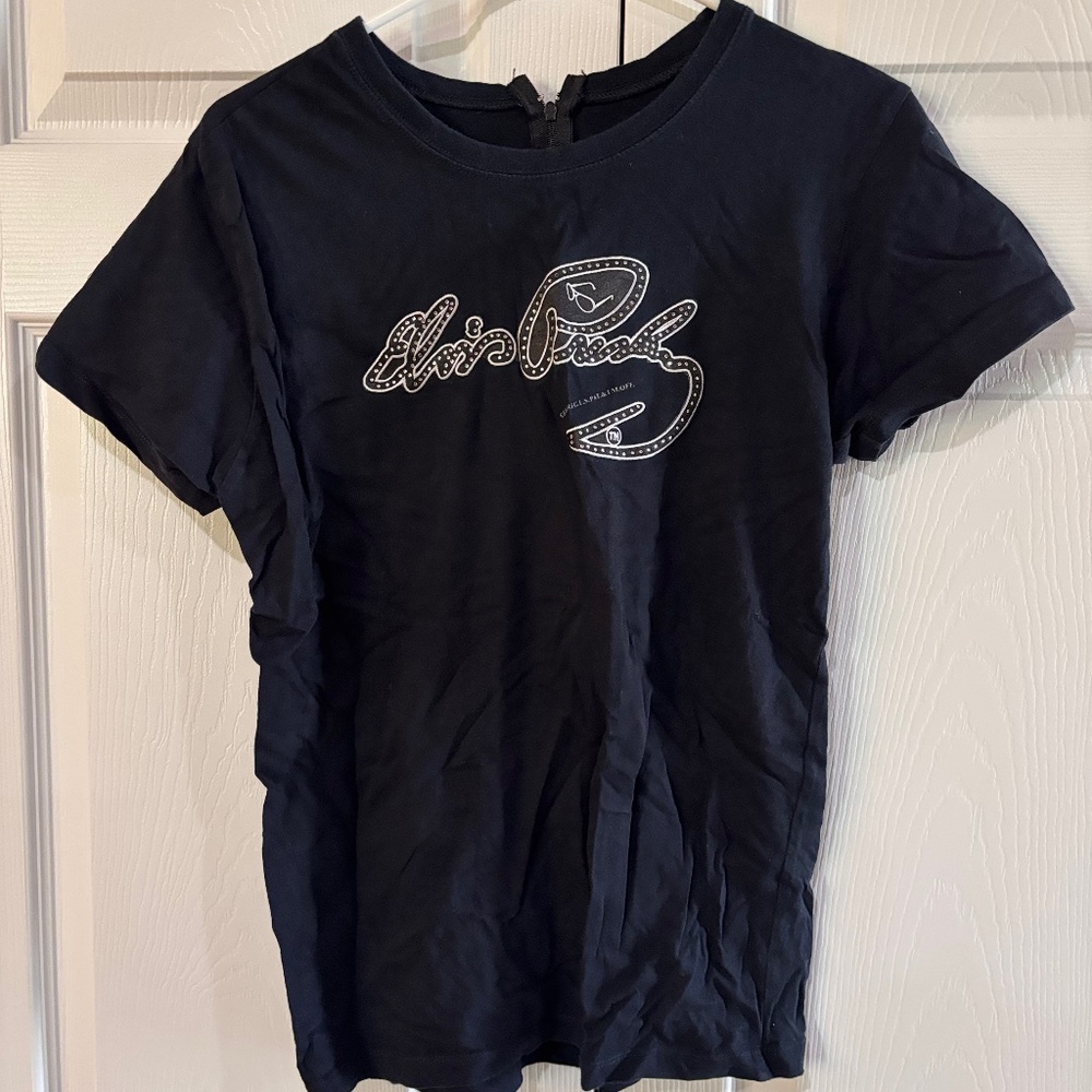 Vintage Elvis Presley Neon Sign Style Sequin Name Graphic Tee Size M